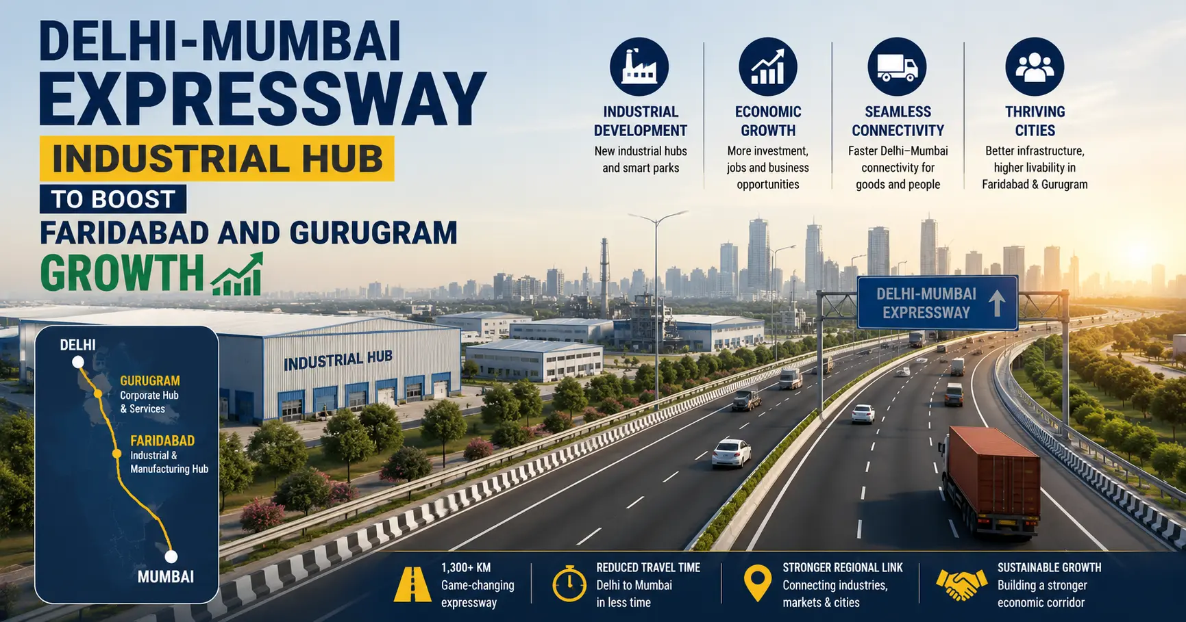 Delhi-Mumbai Expressway Industrial Hub to Boost Faridabad and Gurugram Growth.